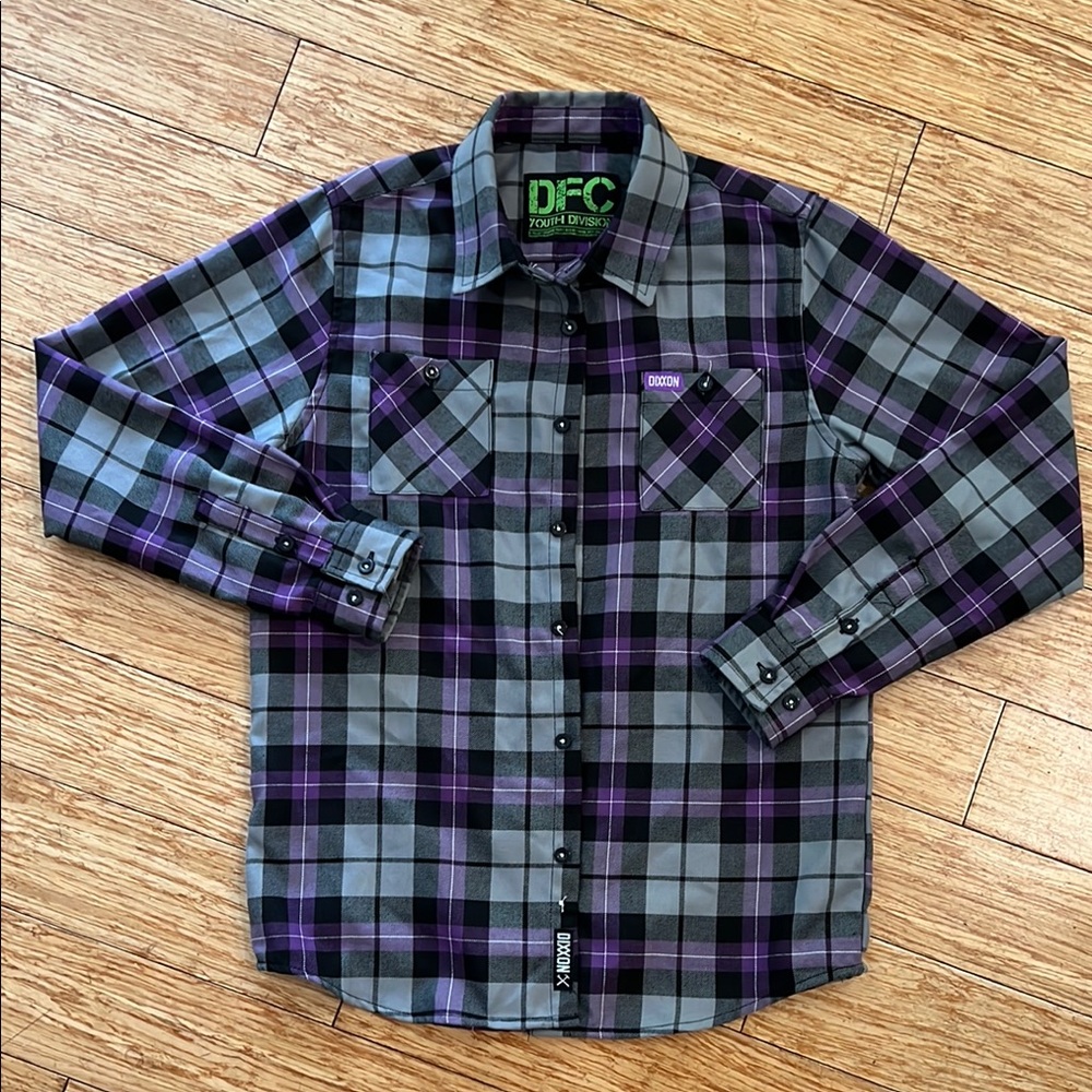 DIXXON Purple and Gray Casual Button Down Shirt